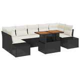 vidaXL Tuinbank Set met opslag 8 pcs Zwart Poly rattan