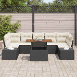 vidaXL Tuinbank Set met opslag 8 pcs Zwart Poly rattan