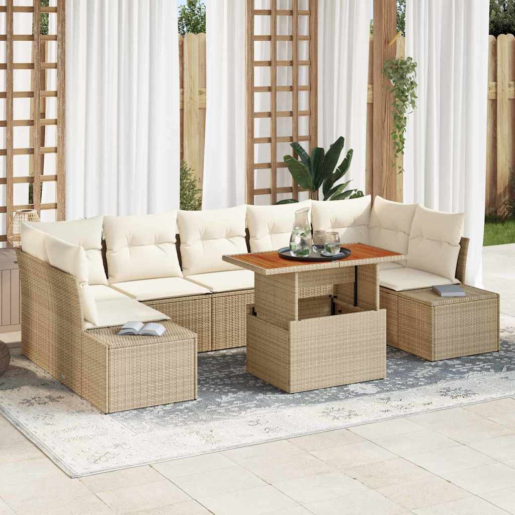 vidaXL Tuinbank Set met opslag 8 pcs Zwart Poly rattan