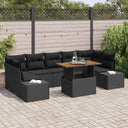 vidaXL Tuinbank Set met opslag 8 pcs Zwart Poly rattan