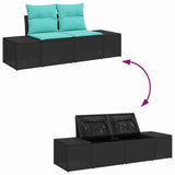 vidaXL Tuinbank Set 8 st Zwart Poly rattan