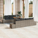 vidaXL Tuinbank Set met opslag 9 pcs Zwart Poly rattan
