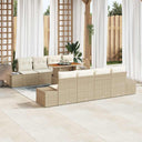 vidaXL Tuinbank Set met opslag 9 pcs Zwart Poly rattan