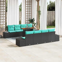 vidaXL Tuinbank Set 9 st Zwart Poly rattan