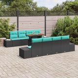 vidaXL Tuinbank Set 9 st Zwart Poly rattan