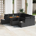 vidaXL Tuinbank Set met opslag 9 pcs Zwart Poly rattan