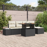vidaXL Garden Sofa Set with Storage 6 pcs Black Poly Rattan