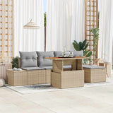 vidaXL Garden Sofa Set with Storage 6 pcs Black Poly Rattan