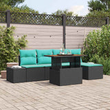 vidaXL Tuinbank Set 6 st Zwart Poly rattan