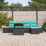 vidaXL Tuinbank Set 6 st Zwart Poly rattan