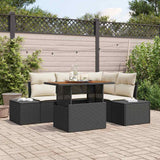 vidaXL Tuinbank Set met opslag 5 pcs Zwart Poly rattan
