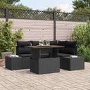 vidaXL Tuinbank Set met opslag 5 pcs Zwart Poly rattan