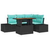 vidaXL Garden Sofa Set 5 Pieces Black Poly Rattan