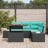 vidaXL Garden Sofa Set 5 Pieces Black Poly Rattan