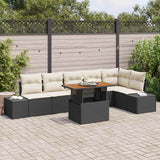 vidaXL Tuinbank Set met opslag 7 pcs Zwart Poly rattan
