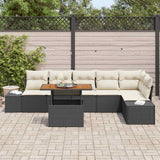 vidaXL Tuinbank Set met opslag 7 pcs Zwart Poly rattan