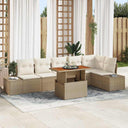 vidaXL Tuinbank Set met opslag 7 pcs Zwart Poly rattan