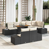 vidaXL Tuinbank Set met opslag 9 pcs Zwart Poly rattan