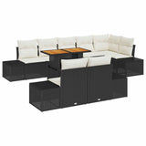 vidaXL Tuinbank Set met opslag 9 pcs Zwart Poly rattan