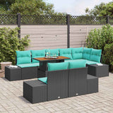 vidaXL Garden Bench Set 9 pcs Black Poly Rattan