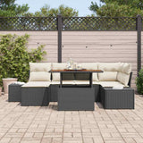 vidaXL Garden Lounge Set with Storage 7 pcs Black Poly Rattan
