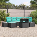 vidaXL Garden Sofa Set 7 pcs Black Poly Rattan