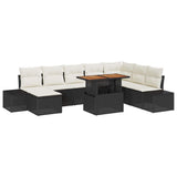 vidaXL Tuinbank Set met opslag 9 pcs Zwart Poly rattan