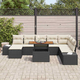 vidaXL Tuinbank Set met opslag 9 pcs Zwart Poly rattan