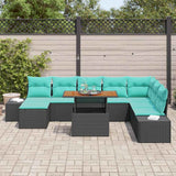 vidaXL Tuinbank Set 9 st Zwart Poly rattan