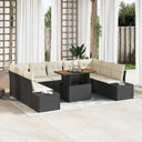 vidaXL Garden Sofa Set with Storage 10 pcs Black Poly Rattan