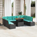 vidaXL Tuinbank Set 10 st Zwart Poly rattan
