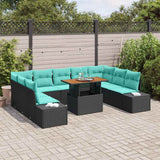 vidaXL Tuinbank Set 10 st Zwart Poly rattan