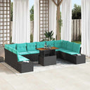 vidaXL Tuinbank Set 11 st Zwart Poly rattan