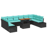 vidaXL Tuinbank Set 11 st Zwart Poly rattan