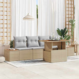 vidaXL Garden Lounge Set with Storage 5 pcs Black Poly Rattan