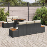 vidaXL Tuinbank Set met opslag 6 pcs Zwart Poly rattan