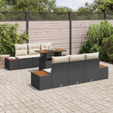 vidaXL Tuinbank Set met opslag 7 pcs Zwart Poly rattan