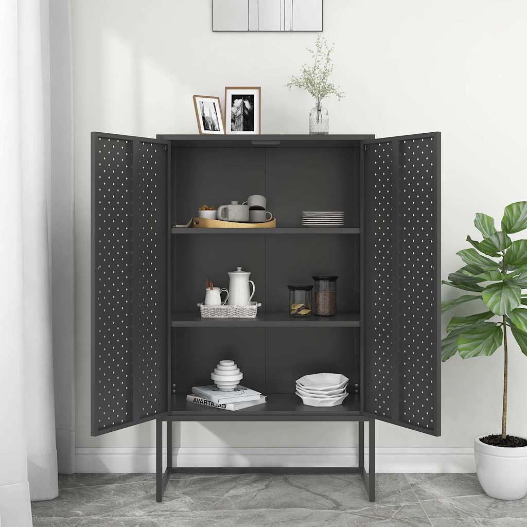 vidaXL Hoge kast 80x35x135 cm staal zwart