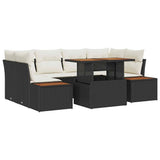 vidaXL Tuinbank Set met opslag 7 pcs Zwart Poly rattan