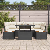vidaXL Tuinbank Set met opslag 7 pcs Zwart Poly rattan