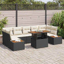 vidaXL Garden Lounge Set with Storage 8 pcs Black Poly Rattan