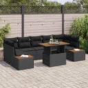 vidaXL Garden Lounge Set with Storage 8 pcs Black Poly Rattan