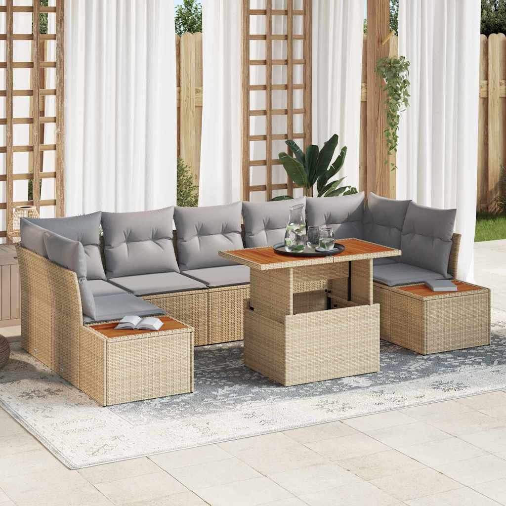 vidaXL Garden Lounge Set with Storage 8 pcs Black Poly Rattan