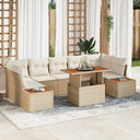 vidaXL Garden Lounge Set with Storage 8 pcs Black Poly Rattan