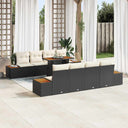 vidaXL Tuinbank Set met opslag 9 pcs Zwart Poly rattan