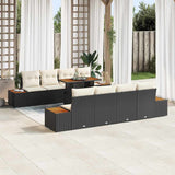 vidaXL Tuinbank Set met opslag 9 pcs Zwart Poly rattan