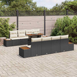 vidaXL Tuinbank Set met opslag 9 pcs Zwart Poly rattan