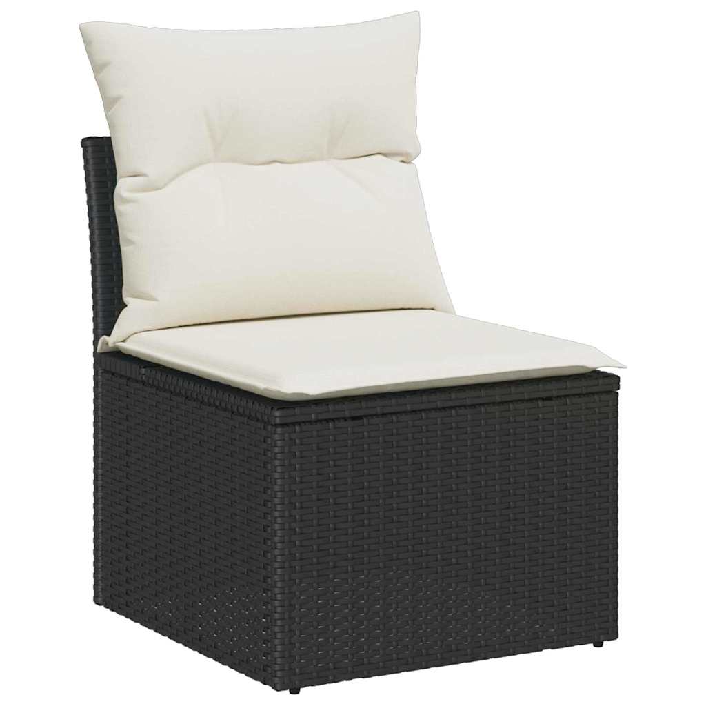 vidaXL Tuinbank Set met opslag 9 pcs Zwart Poly rattan