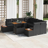 vidaXL Tuinbank Set met opslag 9 pcs Zwart Poly rattan