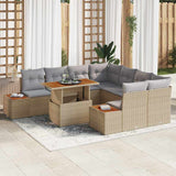 vidaXL Tuinbank Set met opslag 9 pcs Zwart Poly rattan